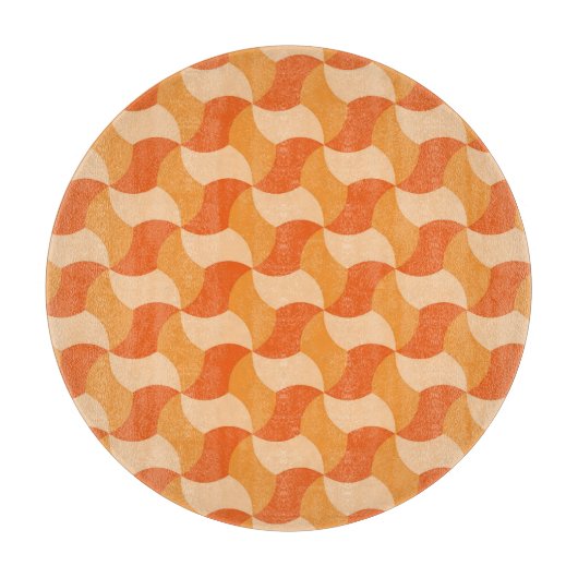 Geometrische Orangenschatte: Abstrakte Streifen Schneidebrett (Vorderseite)