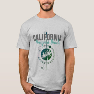 Geometrische Palmen von Newport Beach California T-Shirt