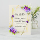 Geometrische Pansy Save the Date (Stehend Vorderseite)