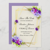 Geometrische Pansy Save the Date (Vorne/Hinten)