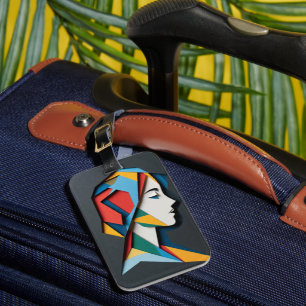 Geometrische Papier-Scherenschnitt-Frauenprofil Gepäckanhänger