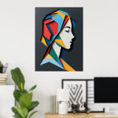 Geometrische Papier-Schnitt Frau Profil Poster (Heimbüro)