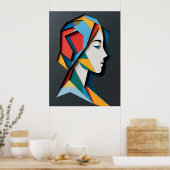 Geometrische Papier-Schnitt Frau Profil Poster (Küche)