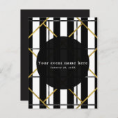 Geometrische Party Einladung für Schwarz & Gold-Ch (Vorne/Hinten)