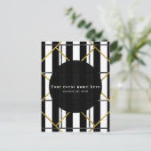 Geometrische Party Einladung für Schwarz & Gold-Ch (Stehend Vorderseite)