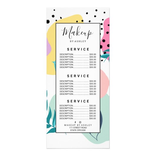 geometrische Pastelform tropisches Blattmuster Werbekarte (Vorne)