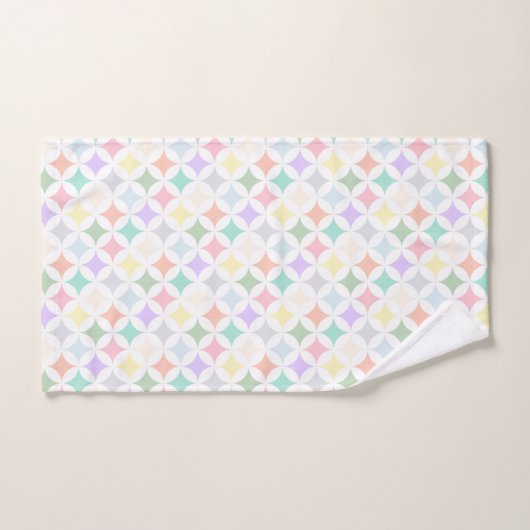 Geometrische Pastelkreise und Diamantmuster Badhandtuch Set (Handtuch)