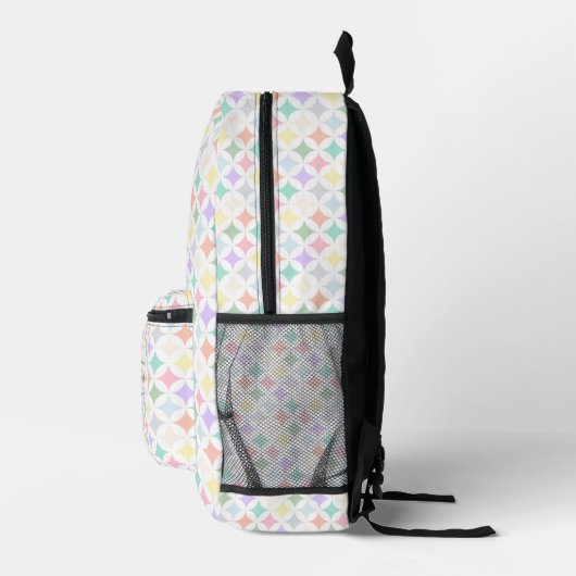 Geometrische Pastelkreise und Diamantmuster Bedruckter Rucksack (Rechts)