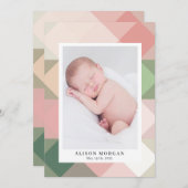 geometrische Pastellfarben, moderne Geburtsankündi Einladung (Vorne/Hinten)