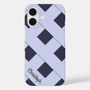 Geometrische, pastellfarbene Linien mit Namen iPhone 16 Hülle