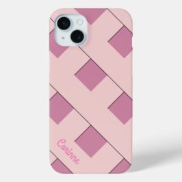 Geometrische, pastellfarbene Linien mit Namen iPhone 15 Mini Hülle