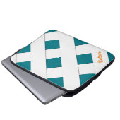 Geometrische, pastellfarbene, weiße Linien mit Nam Laptopschutzhülle (Vorne Knopf)