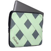 Geometrische, pastellgrüne Linien mit Namen Laptopschutzhülle (Vorne Rechts)