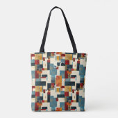 Geometrische Patchwork-Mischung in Rot, Gelb, Blau Tasche (Rückseite)