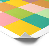 Geometrische Patchwork-Quadrate in grün und Lila Poster (Ecke)