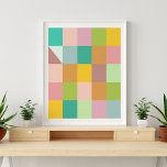 Geometrische Patchwork-Quadrate in grün und Lila Poster<br><div class="desc">Geometrische Patchwork-Quadrate in einem grünen und Lila Poster</div>