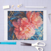 Geometrische Peony Art für Decoupage Blue Backgrou Seidenpapier (Handwerk)