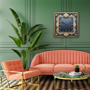 Geometrische Perfektion im Art Deco  Quadratische Wanduhr