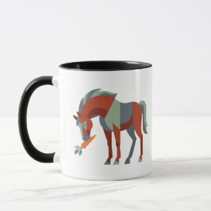 Geometrische Pferd-illustration beim Karottenessen Tasse