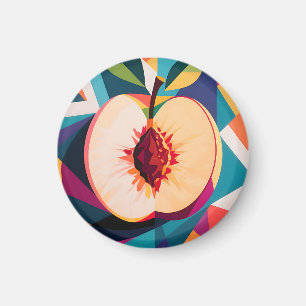Geometrische Pfirsichscheibe Abstract Magnet