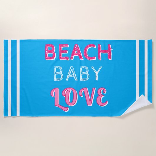 Geometrische Pink Blue White Beach Baby Liebe Strandtuch (Vorderseite)