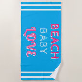 Geometrische Pink Blue White Beach Baby Liebe Strandtuch (Vorderseite)