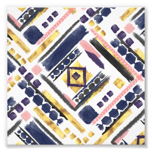 geometrische Pinselstriche aus Stamm und Gold Fotodruck (Vorne)