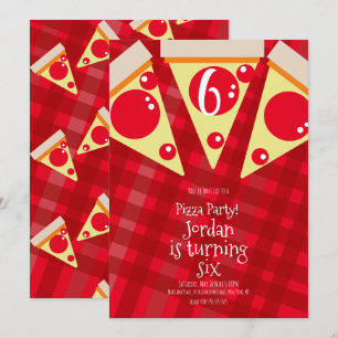 Geometrische Pizzaecken-Party Roter Geburtstag    Einladung