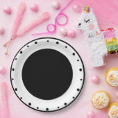 Geometrische Polka Dots Schwarz-weiß Pappteller (Party)