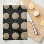 geometrische Pollka-Punkte aus schwarzem Glitzer Geschirrtuch (Viertel Falte)