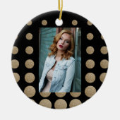 geometrische Pollka-Punkte aus schwarzem Glitzer Keramik Ornament (Vorne)