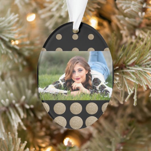 geometrische Pollka-Punkte aus schwarzem Glitzer Ornament (Baum)