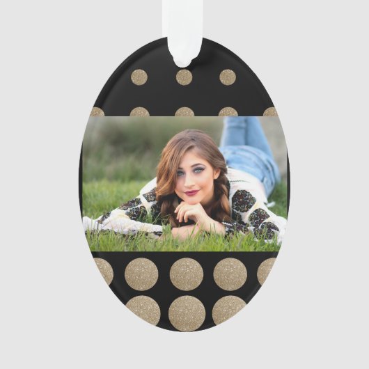 geometrische Pollka-Punkte aus schwarzem Glitzer Ornament (Vorderseite)