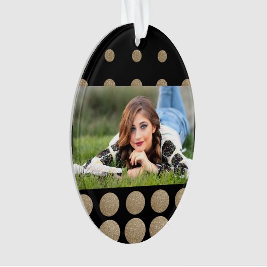 geometrische Pollka-Punkte aus schwarzem Glitzer Ornament (Vorderseite)