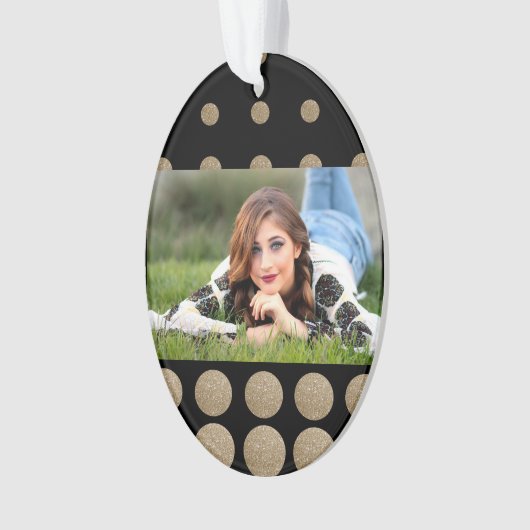 geometrische Pollka-Punkte aus schwarzem Glitzer Ornament (Vorderseite)