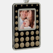 geometrische Pollka-Punkte aus schwarzem Glitzer Rahmen-Ornament Silber (Rechts)