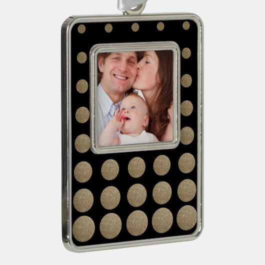 geometrische Pollka-Punkte aus schwarzem Glitzer Rahmen-Ornament Silber (Rechts)