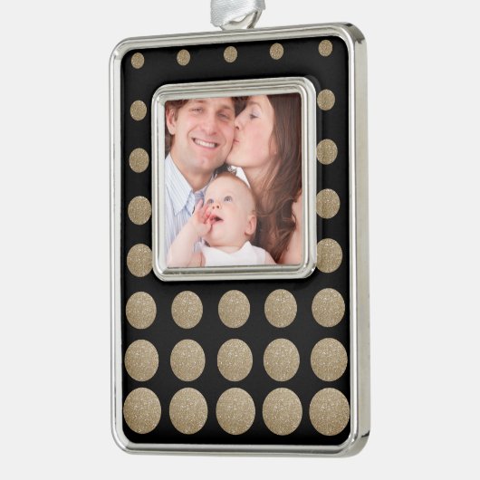 geometrische Pollka-Punkte aus schwarzem Glitzer Rahmen-Ornament Silber (Links)