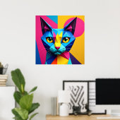 Geometrische Pop-Art-Katze Poster (Heimbüro)