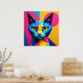 Geometrische Pop-Art-Katze Poster (Küche)