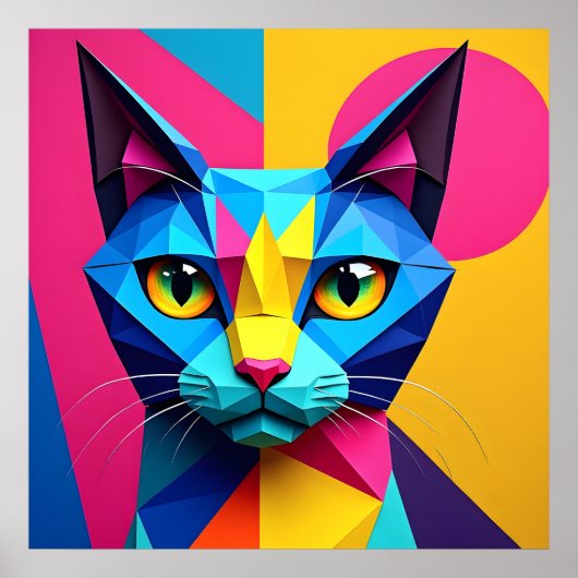 Geometrische Pop-Art-Katze Poster (Vorne)