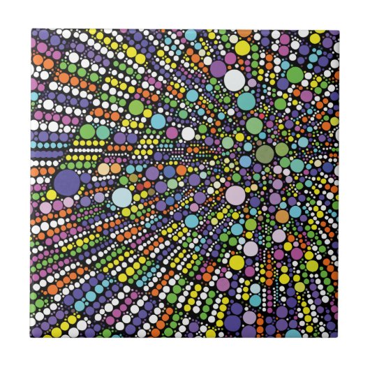 Geometrische Punkte für farbige Kreise Fliese (Vorderseite)