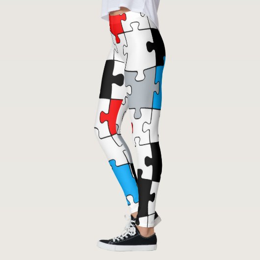 Geometrische Puzzleteile Primärfarben mondrian Leggings (Links)