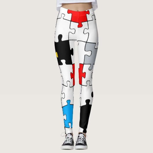 Geometrische Puzzleteile Primärfarben mondrian Leggings (Vorderseite)