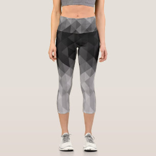 geometrische Quadrat-Muster in Graustufen Capri Leggings