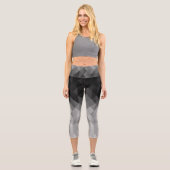 geometrische Quadrat-Muster in Graustufen Capri Leggings (Vorderseite)