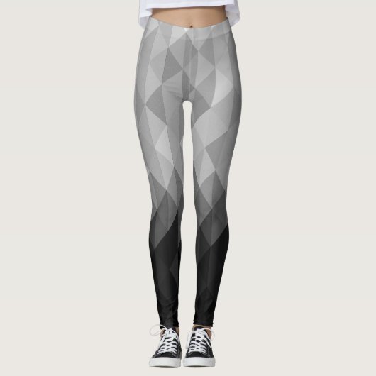 geometrische Quadrat-Muster in Graustufen Leggings (Vorderseite)