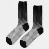 geometrische Quadrat-Muster in Graustufen Socken (Linkes Detail)