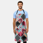 Geometrische Quadrate, Aquarellmuster Schürze (Getragen)