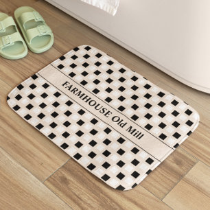 Geometrische Quadrate Beige Badematte